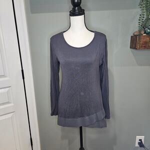 Cato Women's Medium Gray Long Sleeve Asymmetric Hem Tunic Top